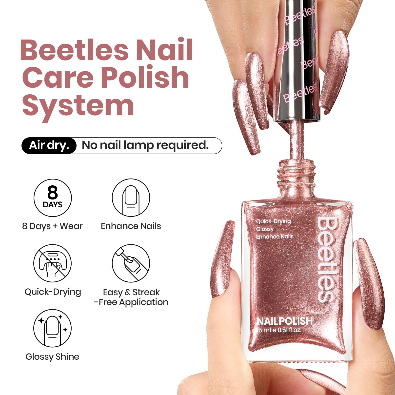 Beetles brush stroke of polish illustrating smooth application and quick-dry benefit