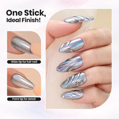 beetles aurora holographic nails in lifestyle scene highlighting eye-catching effect