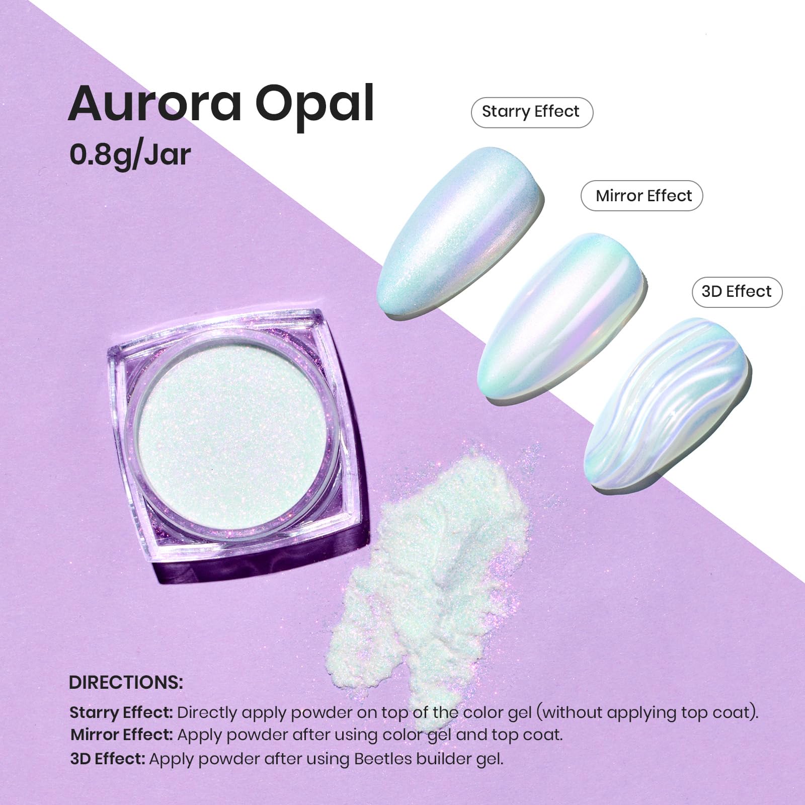 Beetles applicator rubbing chrome powder for glossy manicure benefit