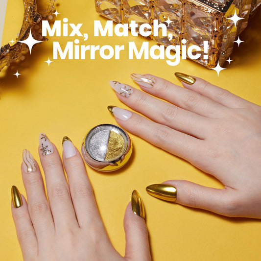 beetles gold chrome powder close-up texture delivering rich mirror-like metallic payoff