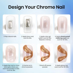 Beetles before-and-after nail art showing reduced chrome spreading benefit