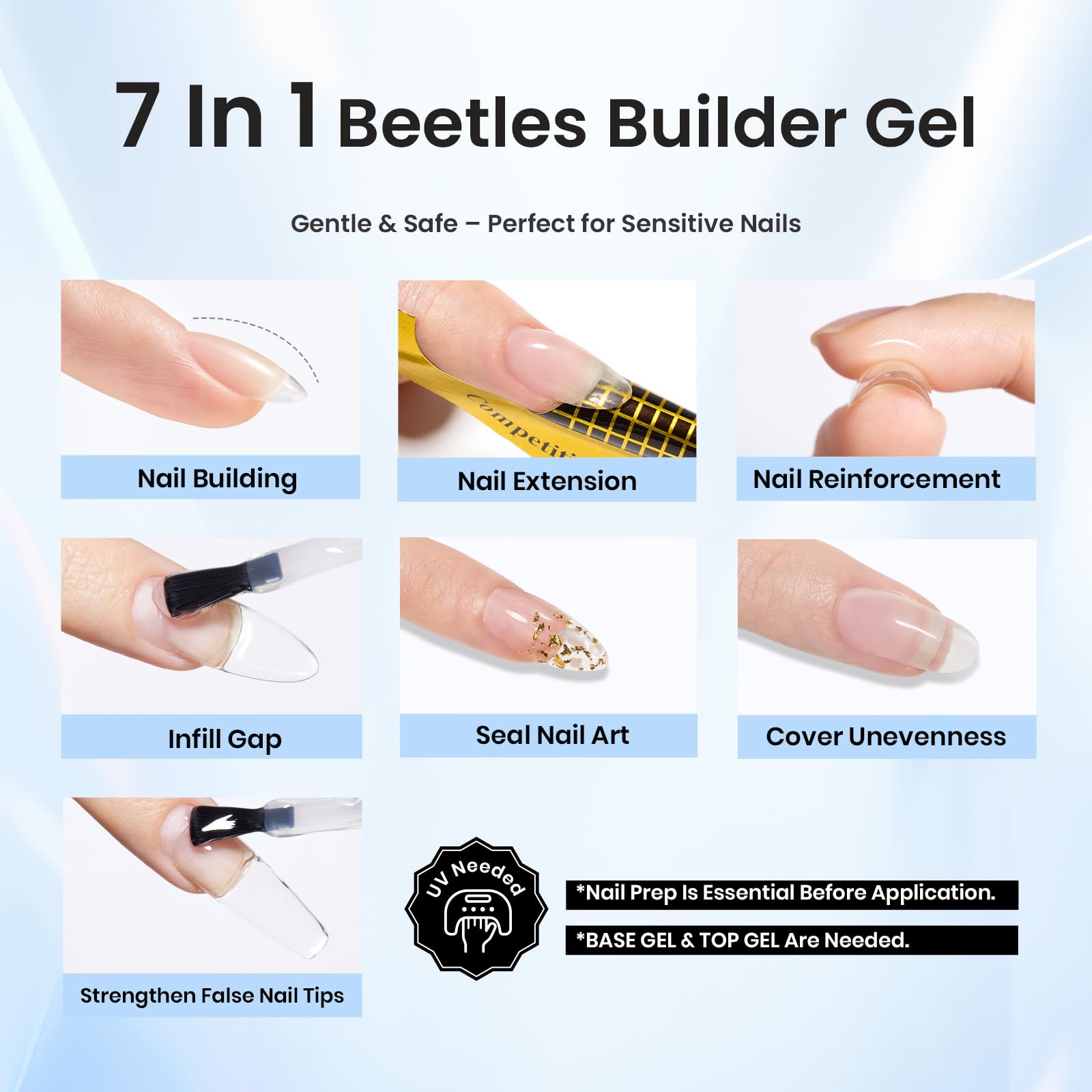 Beetles Gel Polish gel texture on brush illustrating self-leveling and smooth spread