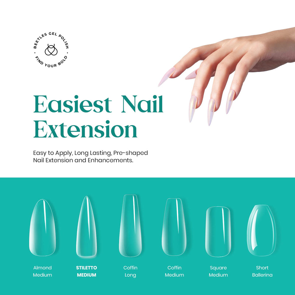 Beetles clear stiletto tip close-up showing smooth surface for easy polish application