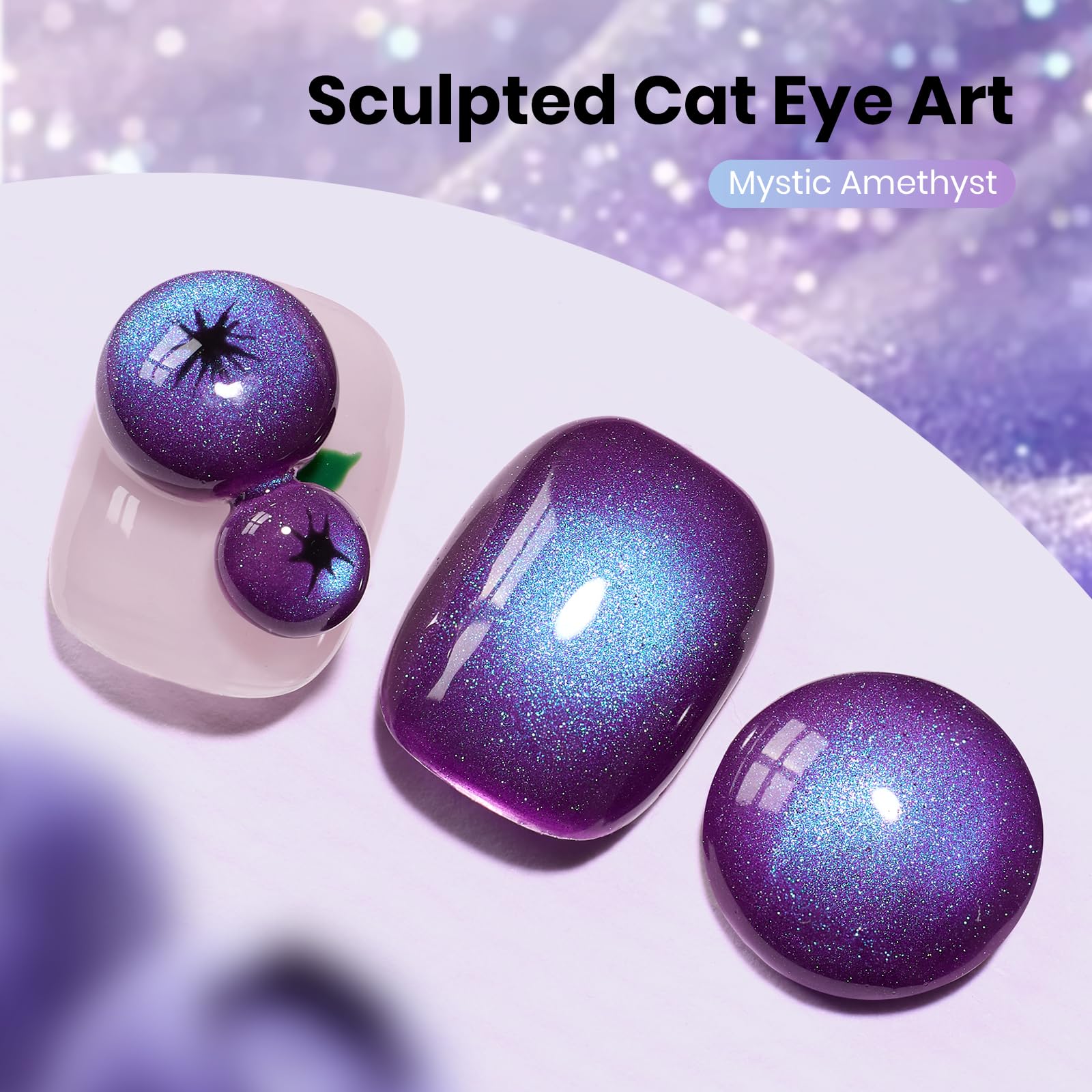 Beetles close magnet effect displaying cat-eye stripe for easy DIY nail art
