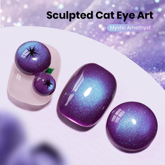 Beetles close magnet effect displaying cat-eye stripe for easy DIY nail art