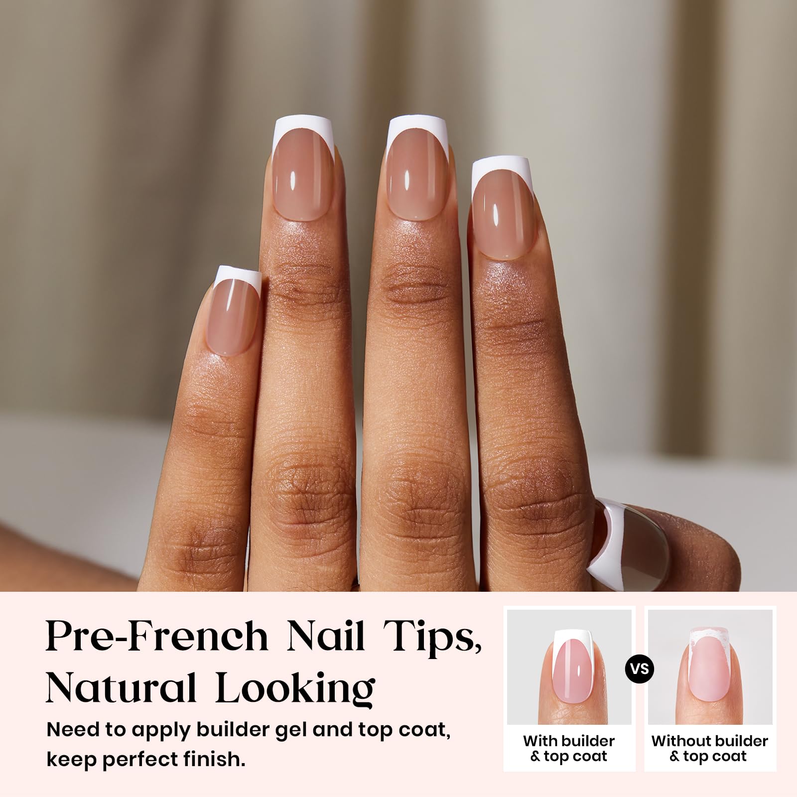 beetles close-up of white French tip detail highlighting salon-quality finish