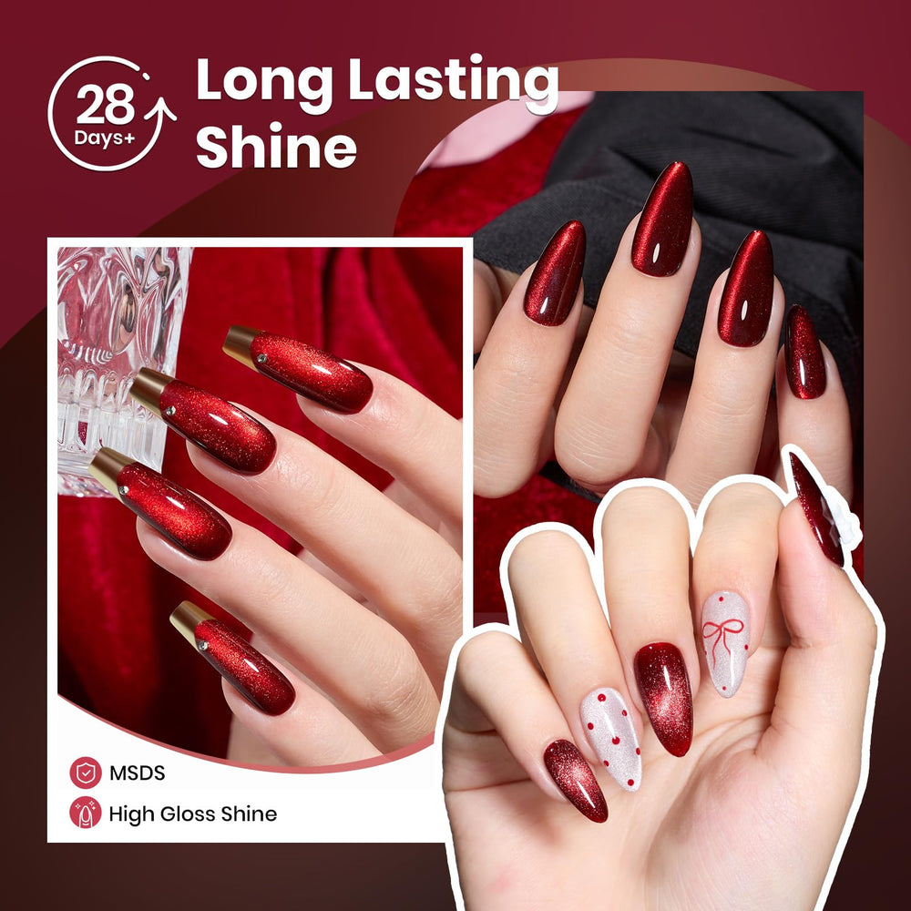 Beetles close-up of cat-eye effect on nail showcasing reflective stripe and salon-level shine