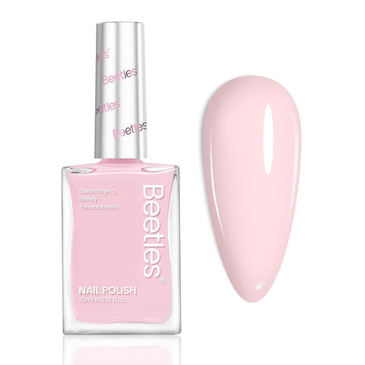 Beetles bottle front view showing Cloudy Rose shade and neat packaging benefit