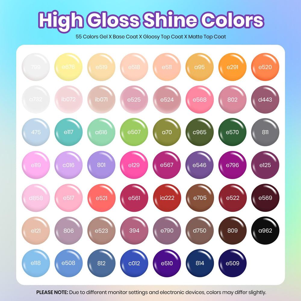 beetles color array flatlay with 55 shades for creative options