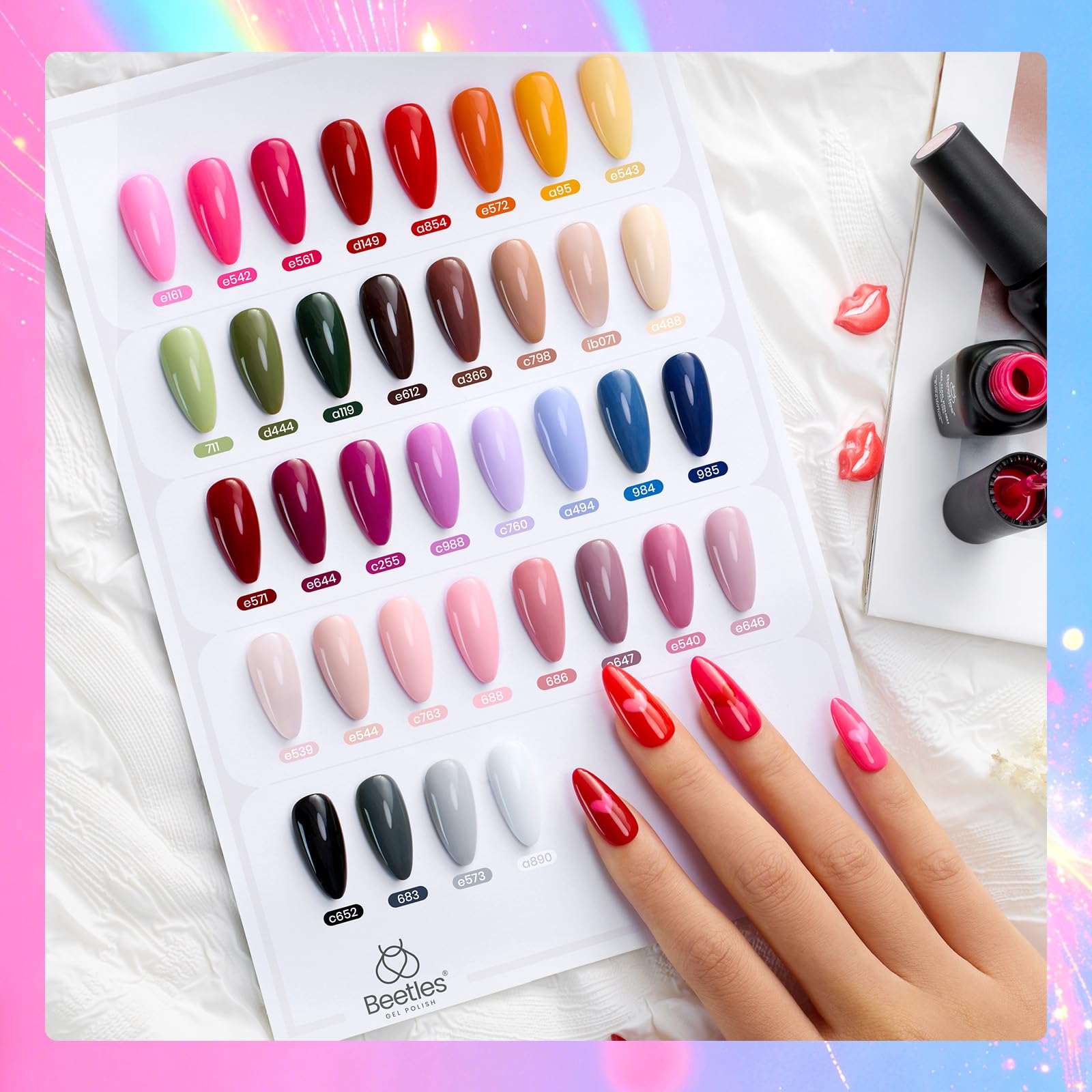 beetles color array flatlay highlighting shade range and inspiration