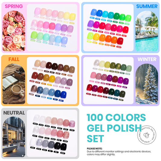 beetles close-up of vibrant gel polish bottles highlighting smooth pigmentation