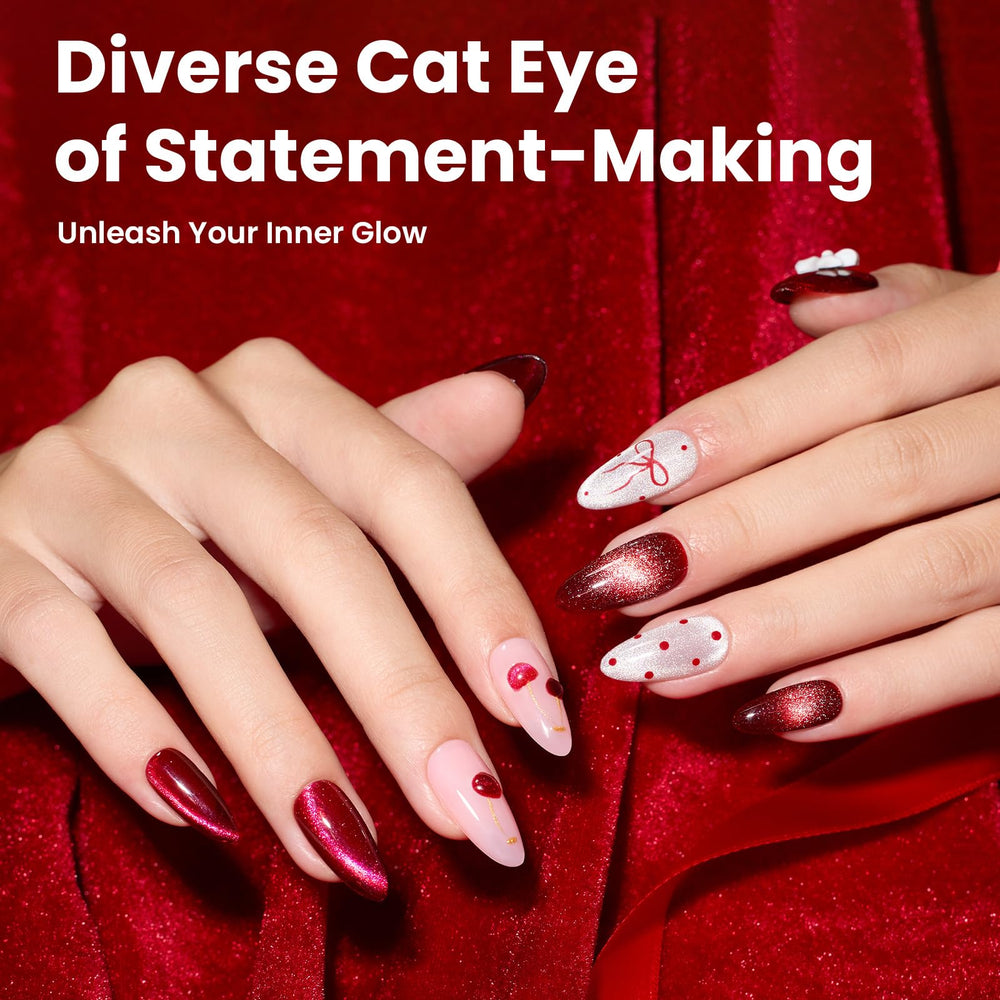 Beetles color swatch collection of six red and burgundy shades, offering rich wearable options