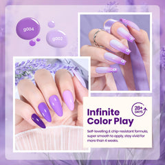 beetles color swatch fan displaying six purple tones for easy selection