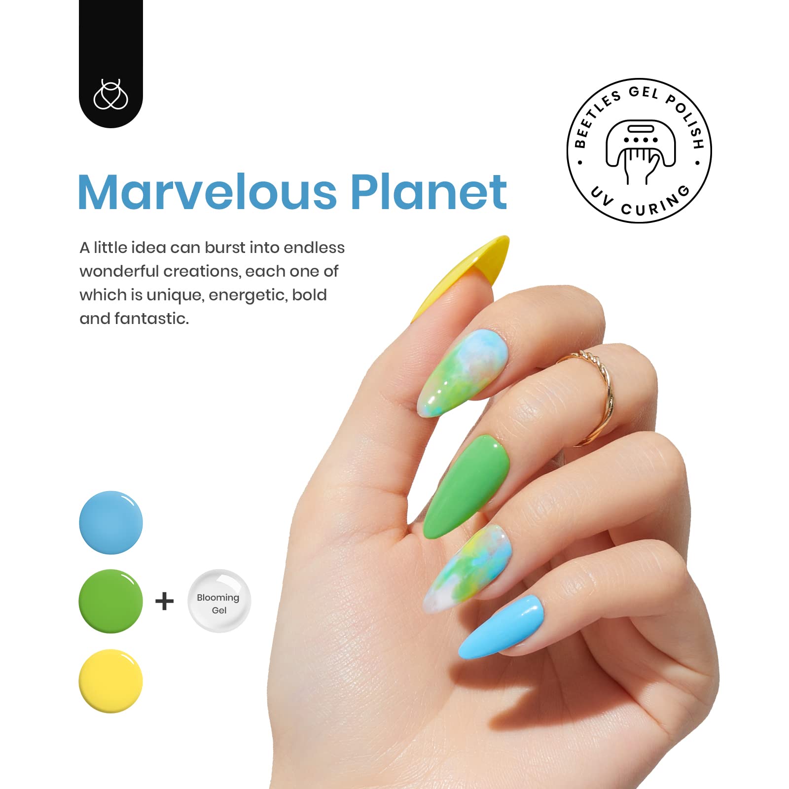 beetles color swatch row displays five neon shades for bold looks