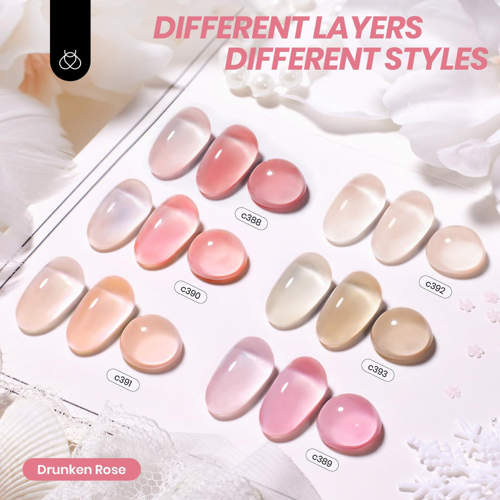 beetles swatch strip displaying six nude jelly shades for easy shade selection