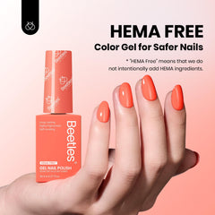 Beetles brush stroke of neon coral orange showing smooth, opaque coverage
