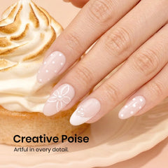 beetles nail swatch on hand showing Creamy Almond wear and natural-looking finish benefit