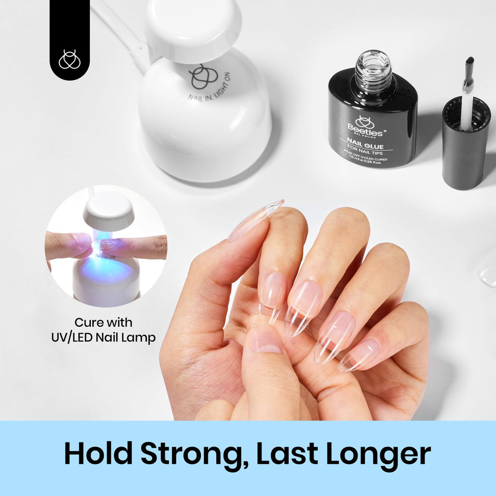 beetles cured nail extension side view showing strong break-resistant benefit