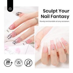 Beetles cured nail extensions before and after showing durable finish