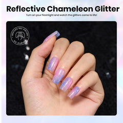 beetles cured manicure in sunlight demonstrating bright prismatic shine for events