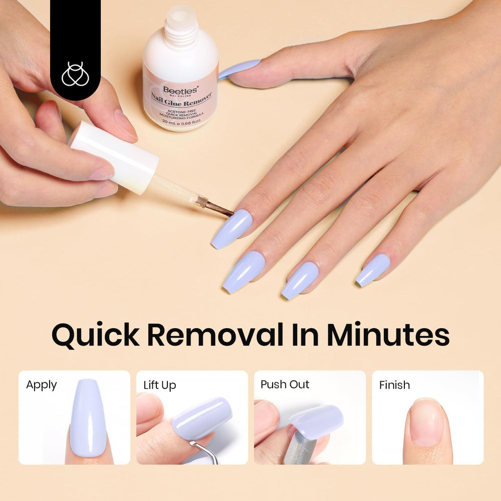 Beetles Gel Polish cured press-on nail under UV/LED lamp for durability