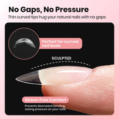 Applying Beetles Curve-EX tips in salon-style demonstrating easy DIY application