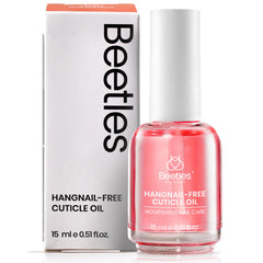 Beetles Cuticle Oil front bottle showing compact 15ml size and rose benefit