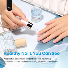 Beetles Cuticle Serum dropper dispensing a single nourishing drop for precise application