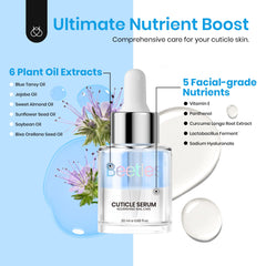 Beetles Cuticle Serum held in hand to show scale and easy travel‑friendly size