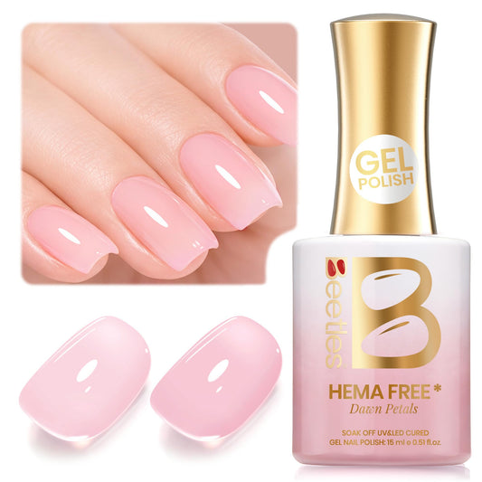 Beetles bottle front view showing Dawn Petals nude pink for clean presentation