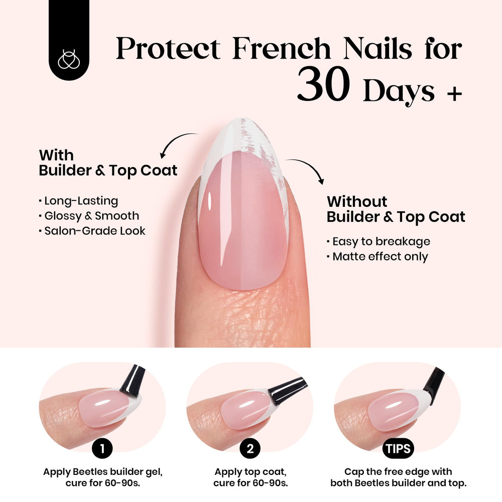Beetles detailed view of brown French tip curve for professional finish