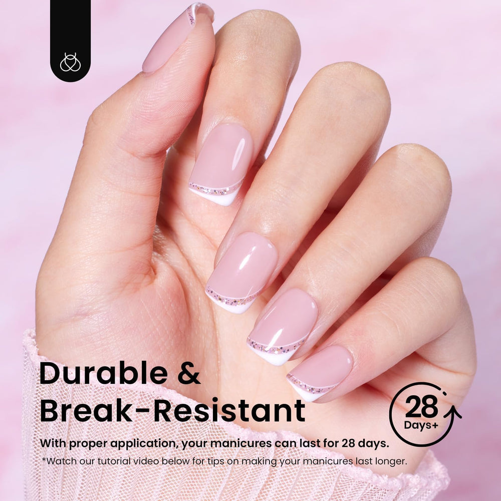 beetles close detail of thinned back edge for seamless fit against natural nail benefit