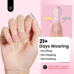 beetles Dewy Breeze cured nail apex displayed, durable glossy finish for long-lasting wear