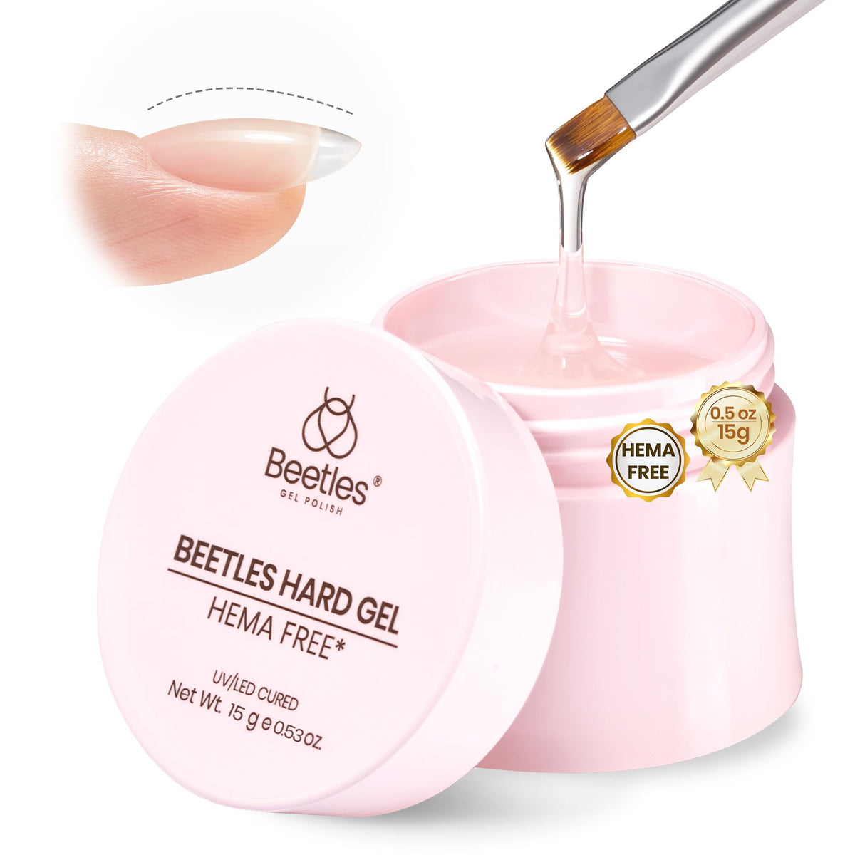 beetles Dewy Breeze front jar showing compact builder gel, convenient for travel and trials