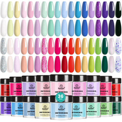 beetles gel polish front packaging showing 36 jars and colorful options for instant variety