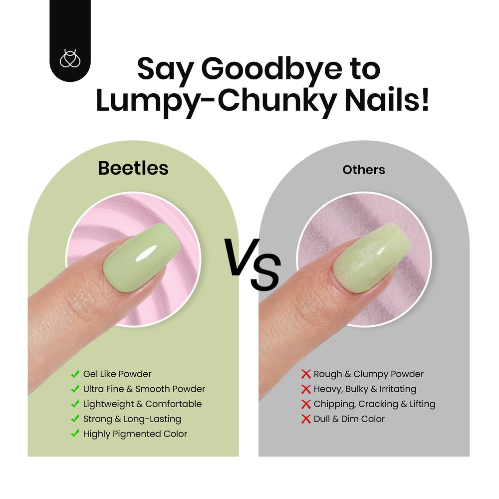 Beetles Gel Polish dip powder nails in use on hand demonstrating long-lasting, chip-resistant finish