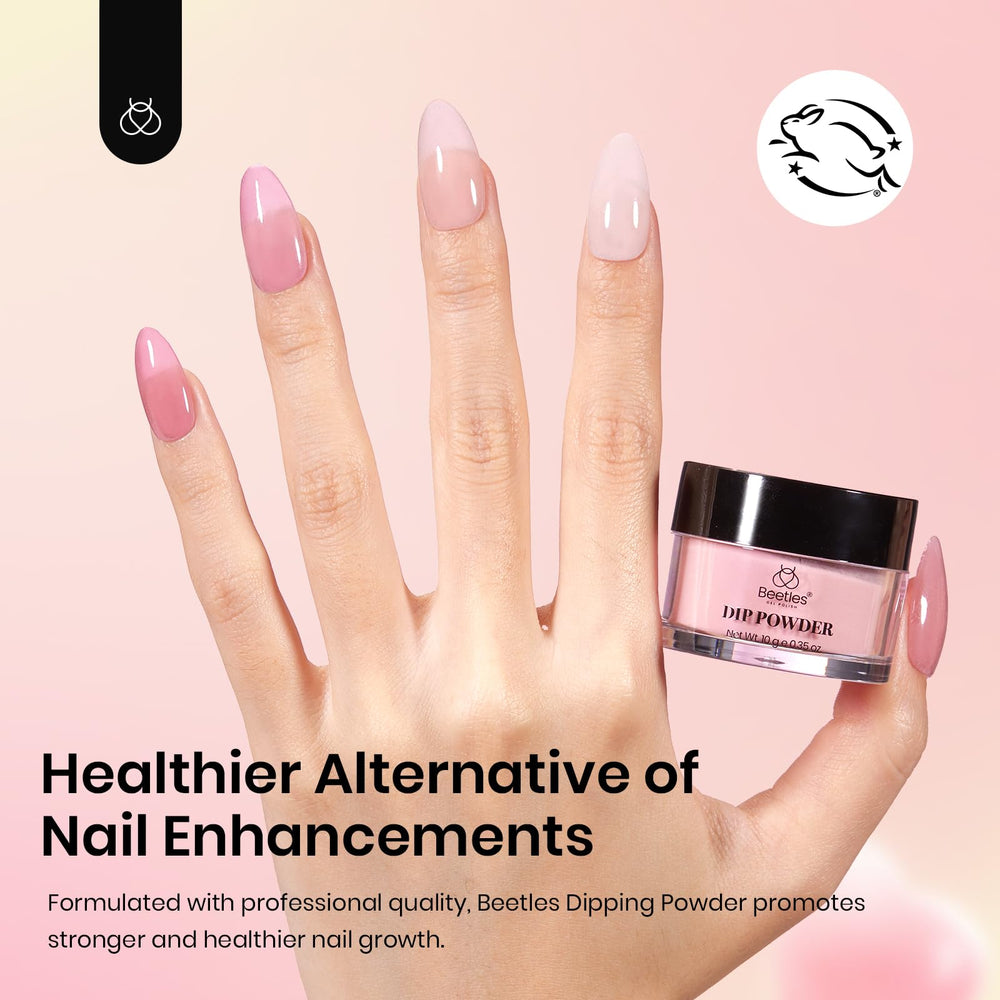 beetles Gel Polish six jars arranged to show translucent nude and pink options