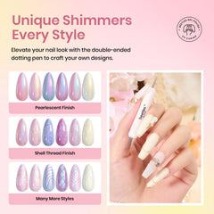 beetles gel polish dotting pen beside bottles demonstrating drawing tool for precise nail art