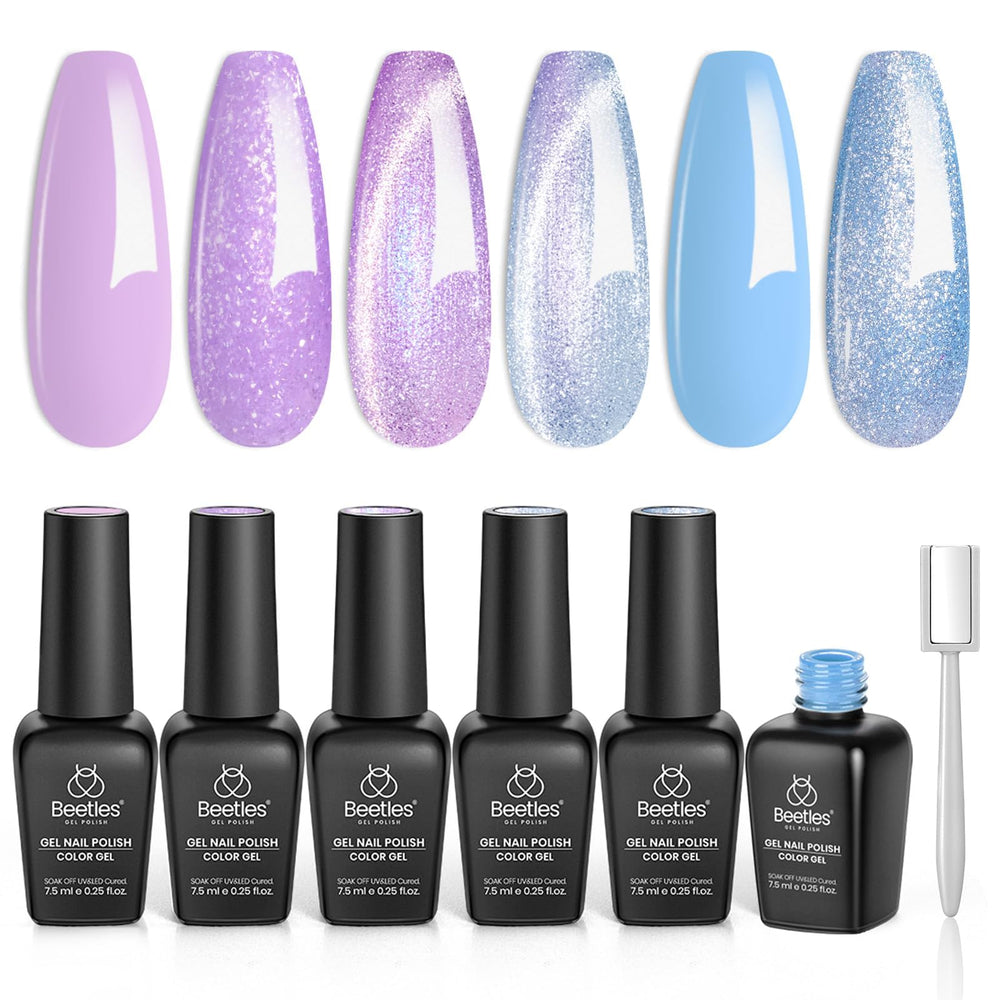 beetles front packaging showing six purple-blue gel bottles and benefits
