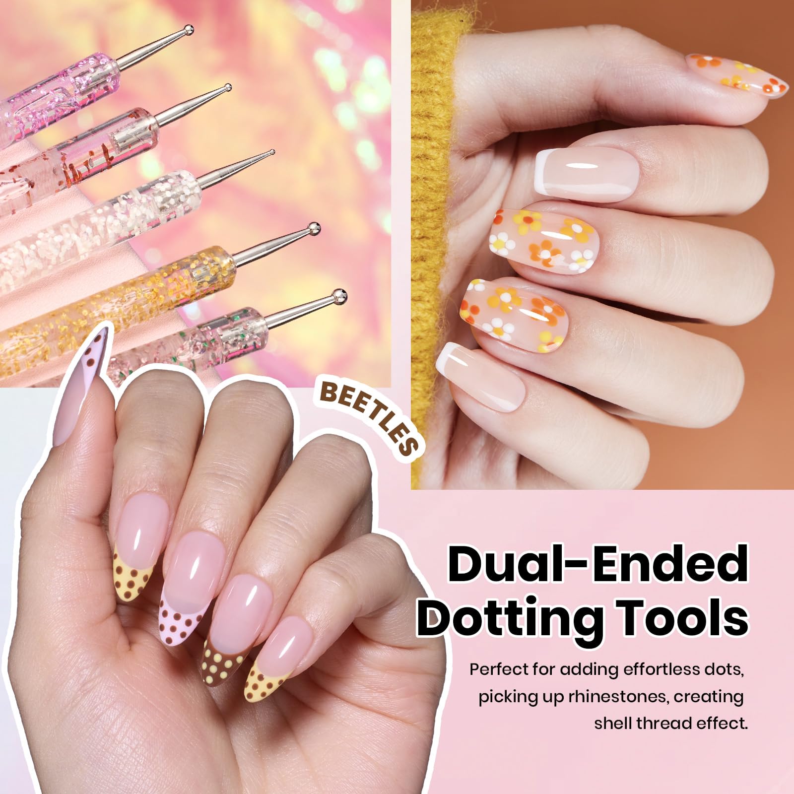 beetles dual-ended dotting tools laid flat showing multiple tip sizes for versatility