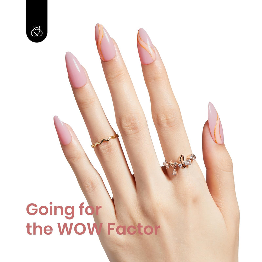 Hand model with Beetles dusty mauve manicure demonstrating natural elegant finish