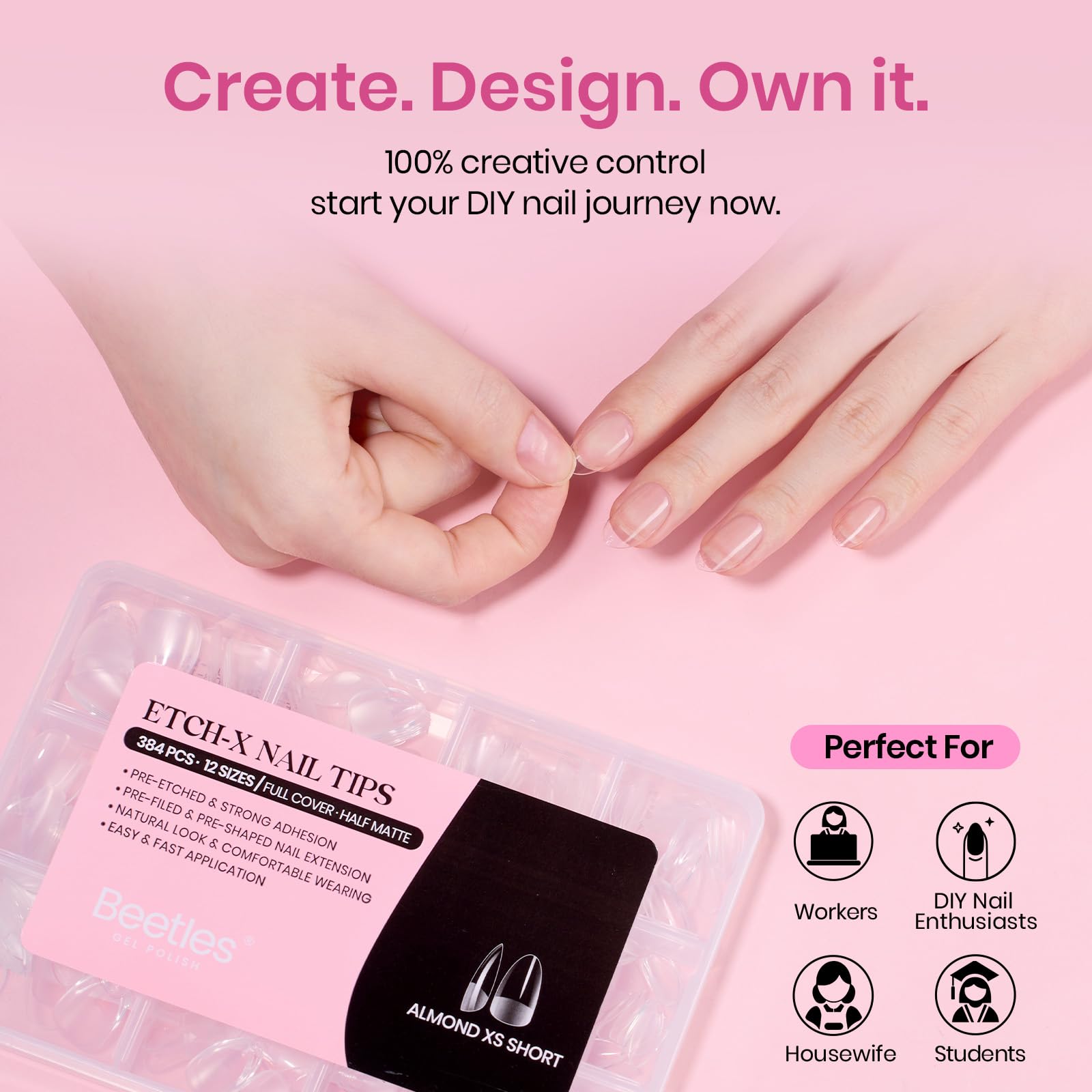 Beetles thin tip edge detail for seamless natural nail fit