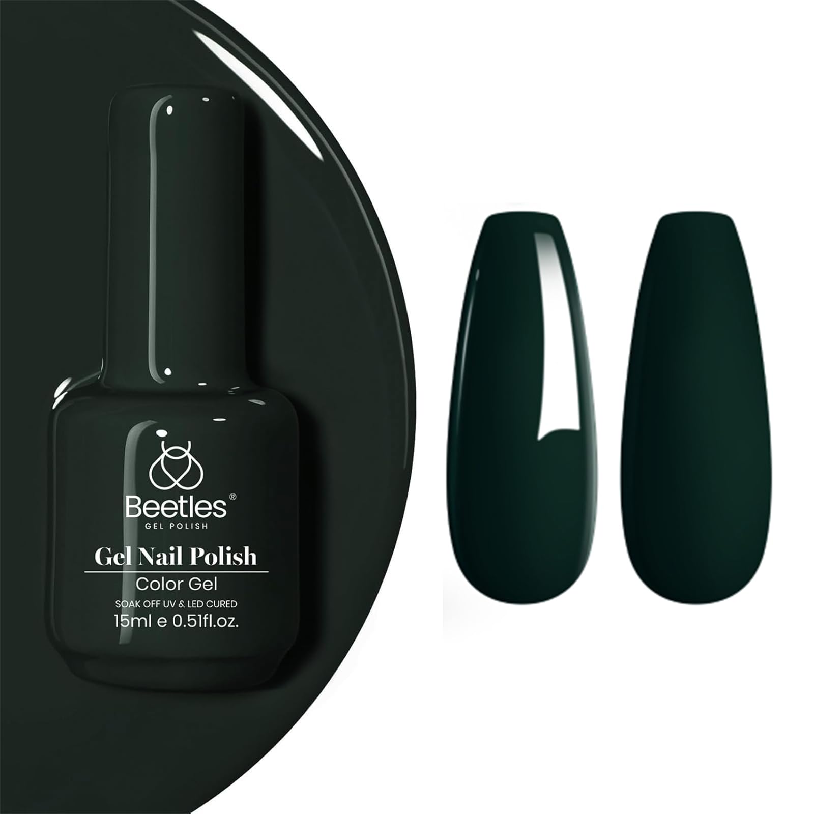 beetles Emma Emerald front bottle showing label and color for polished results