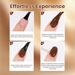 beetles gel polish styled on hands at a cozy cafe setting showing seasonal vibe benefit: warm, wearable look