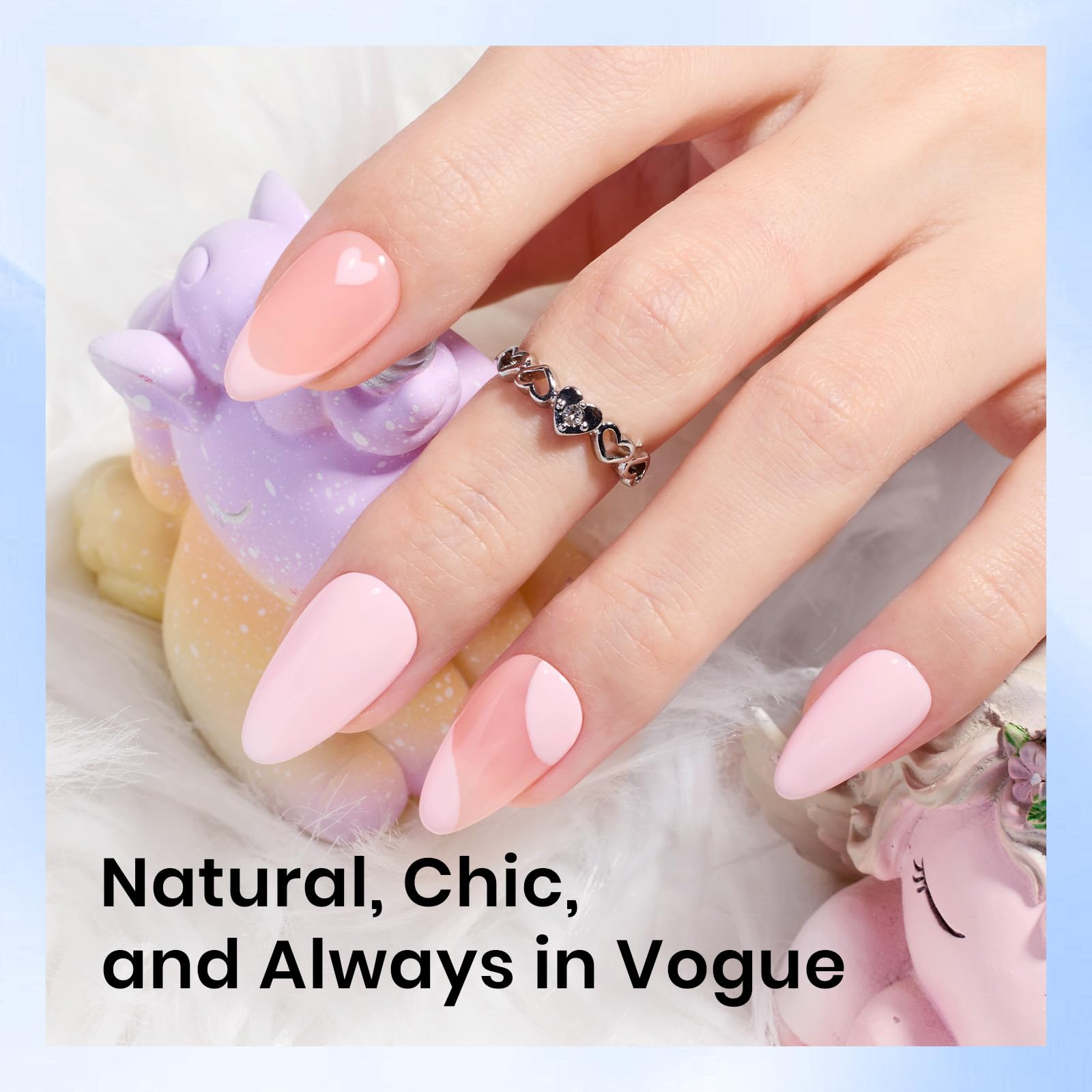 beetles finished short almond nails styled for wearable elegance