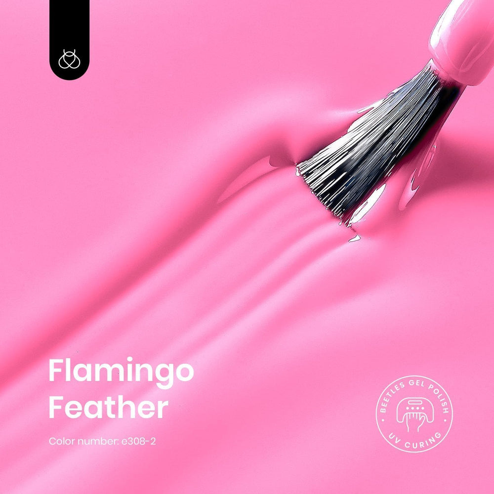 Beetles Gel Polish brush stroke of Flamingo Feather showing even coverage benefit