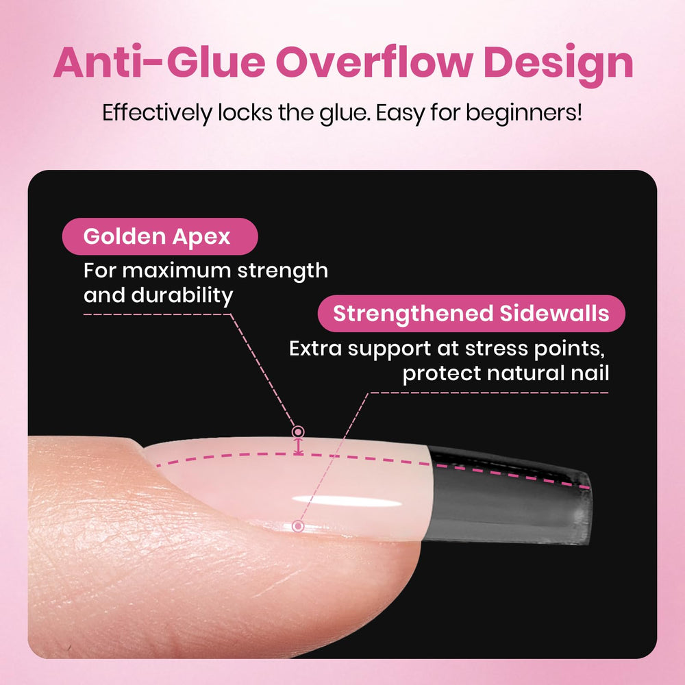 beetles finished manicure on model showing durable, natural-looking extensions