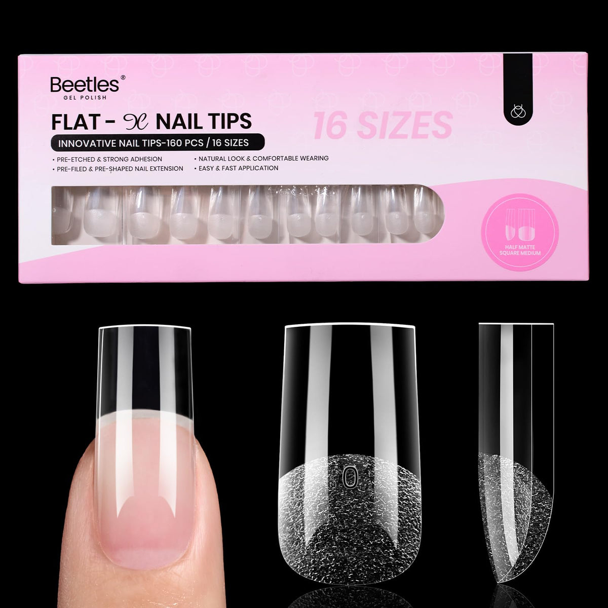 Beetles Flat-X front packaging showing full kit and clear tips for easy selection