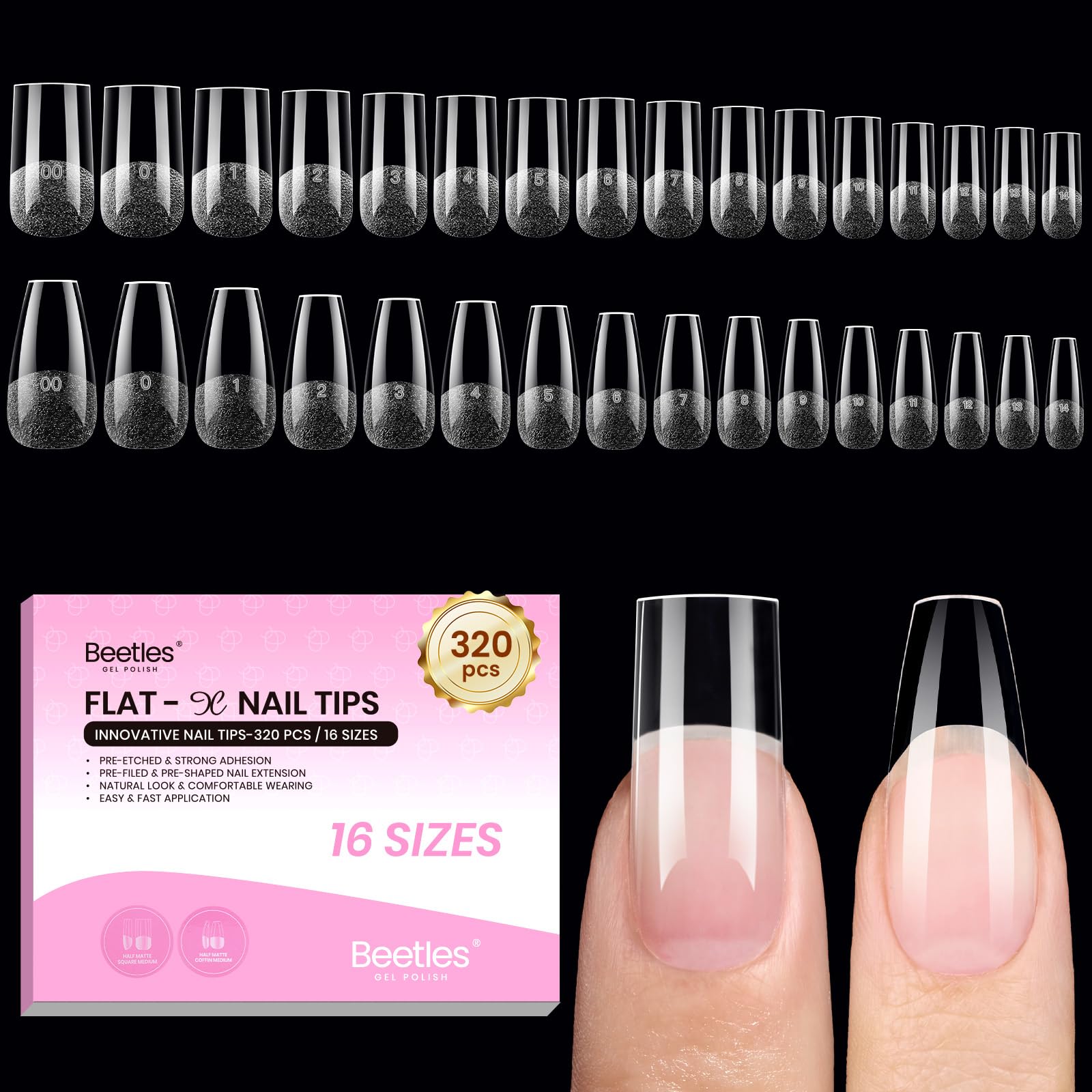 beetles Flat-X front packaging showing full 320-piece kit and shapes for easy selection