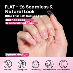 Beetles Flat-X side profile highlighting gentle arc that fits flat natural nails